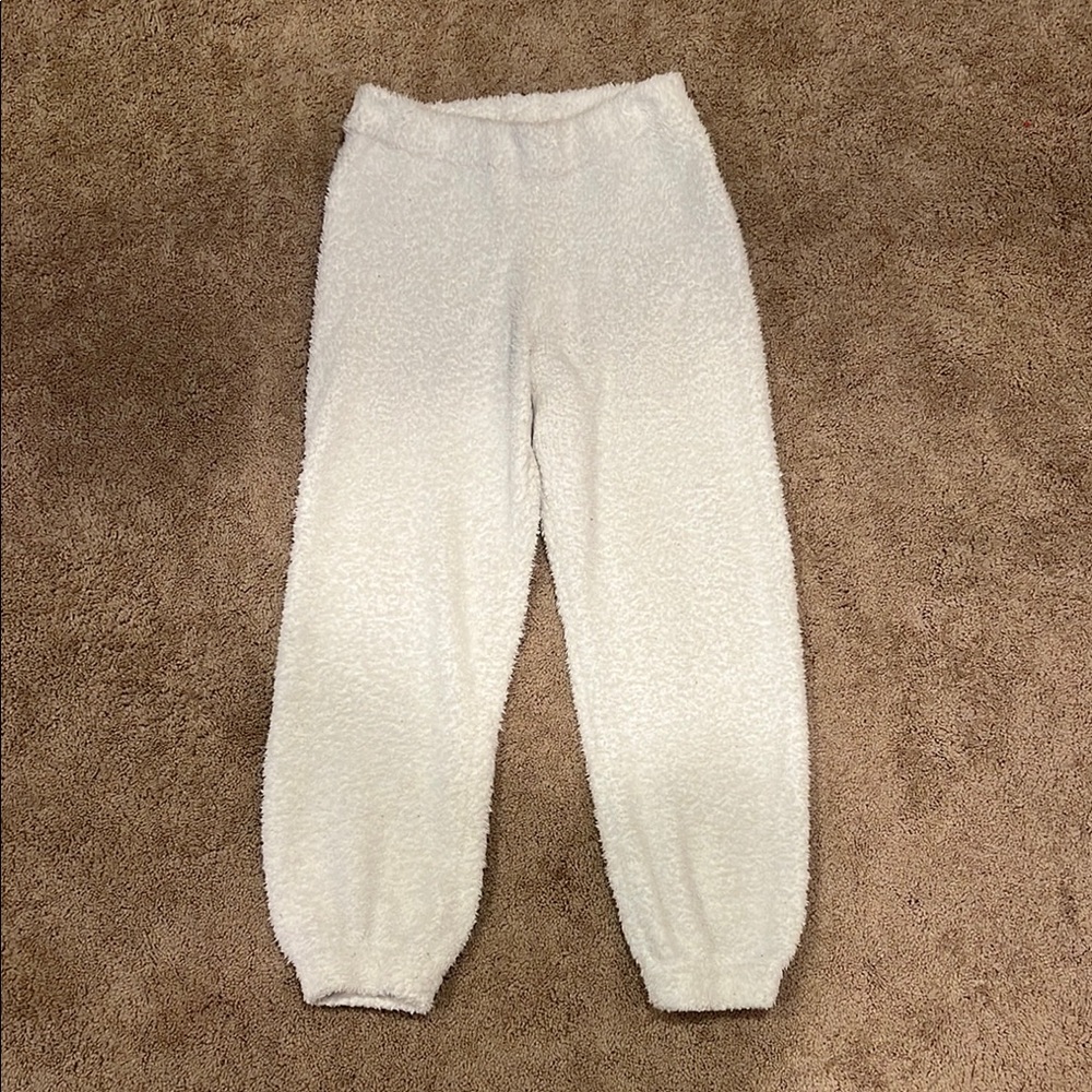 ARITIZIA The Group Babaton Women's White Fuzzy Jogger Sweats Teddy Pants MEDIUM